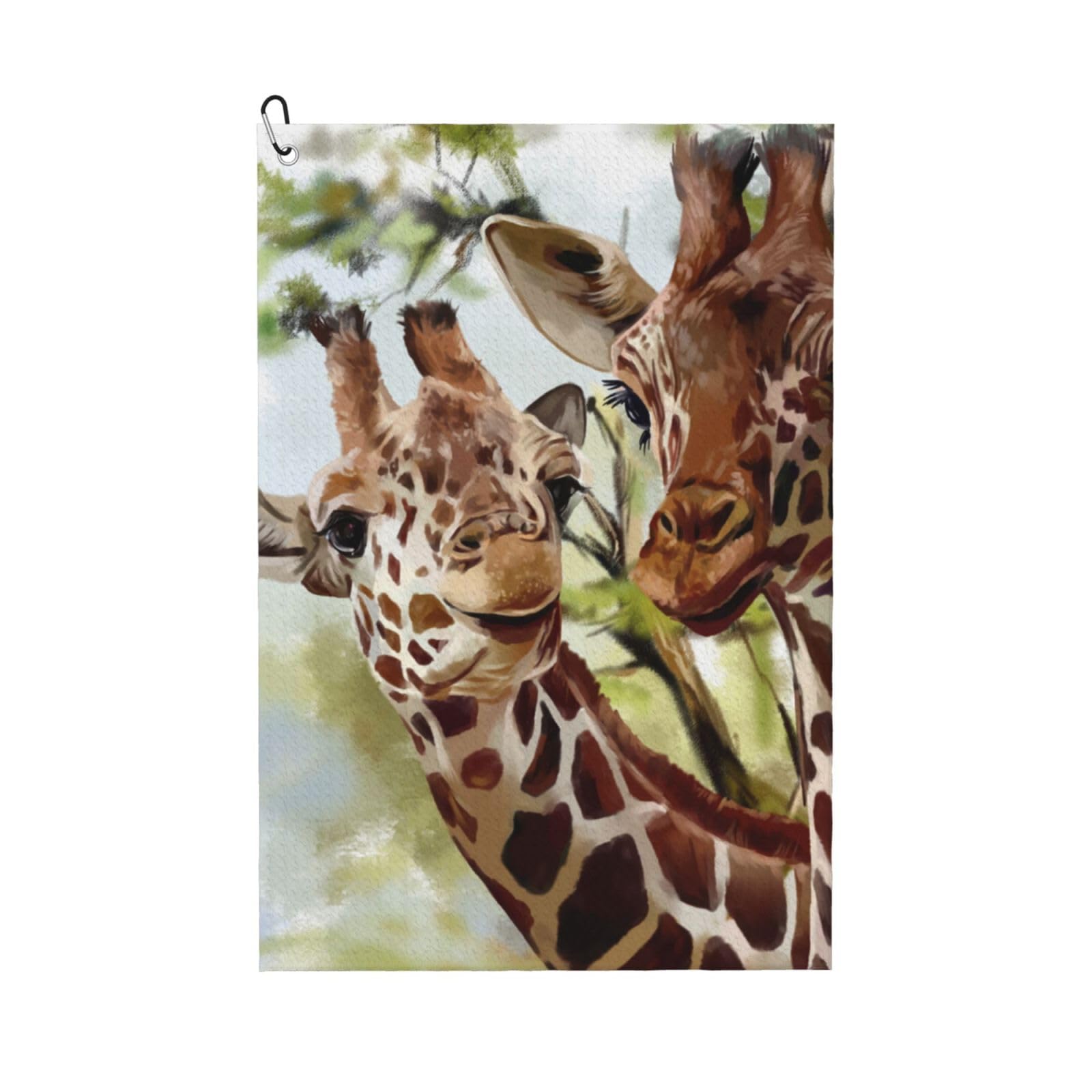 Hnnkloy Watercolor Deer Giraffe, 16x24 in Portable Waffle Golf Towels with Carabiner Clip for Golf Bag