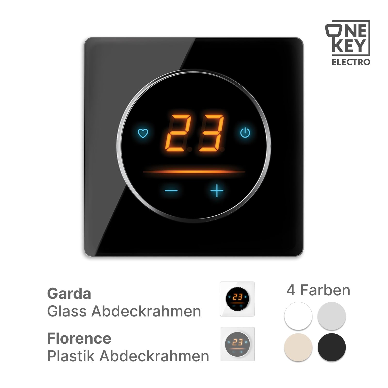Elektrische Fußbodenheizung: Zweiader-Heizmatte mit Aluminiumfolie WARMON ALU 150 W/m² mit WiFi-Thermostat OKE-25 Touch und Glass-Abdeckrahmen, Thermostat:OKE25 Garda Schwarz, Mattengröße:4 m²