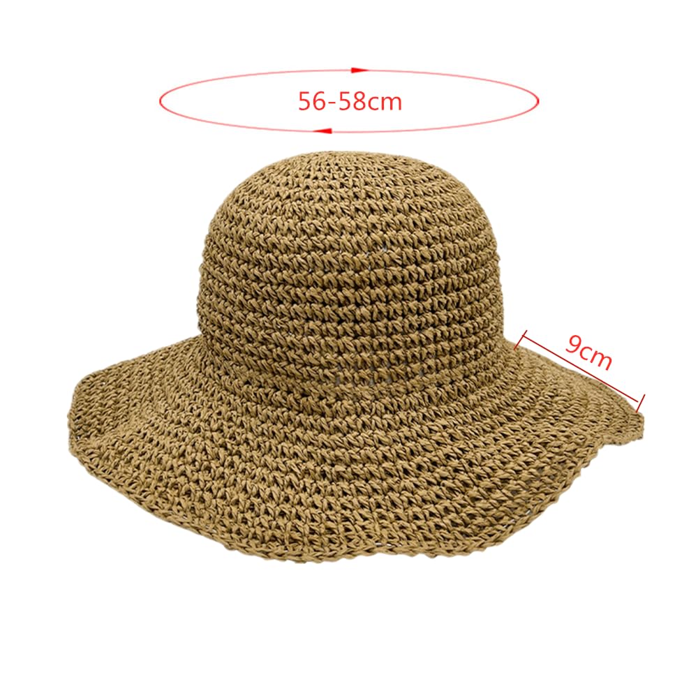 Chapeau de Paille Protection UV Chapeau de Soleil Chapeau à Large Bord à La Main pour Voyage Décoration Décoration Vacances D'été