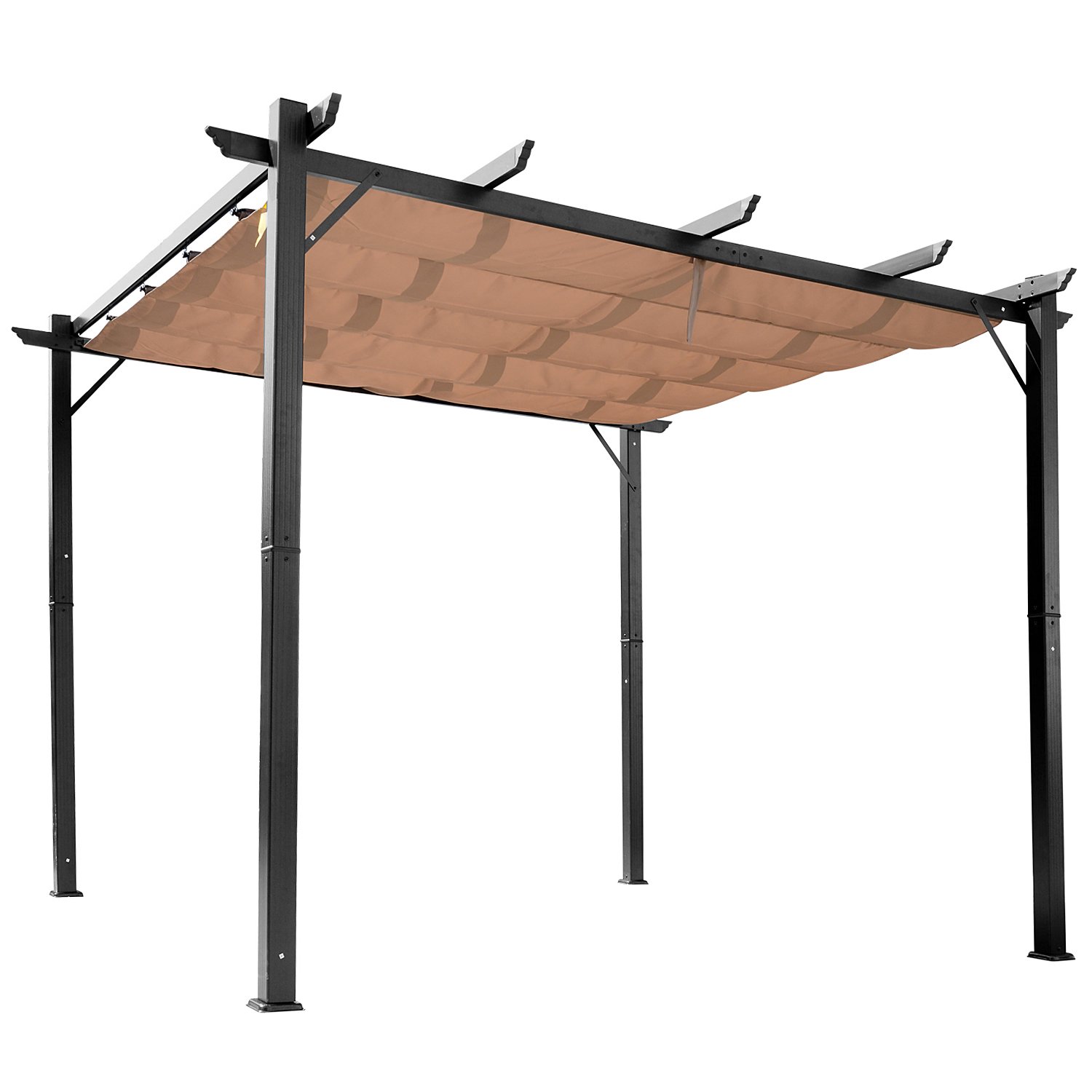 Outsunny Pergolato da Giardino 3x4m Gazebo Pergola Esterno Grigio Marrone