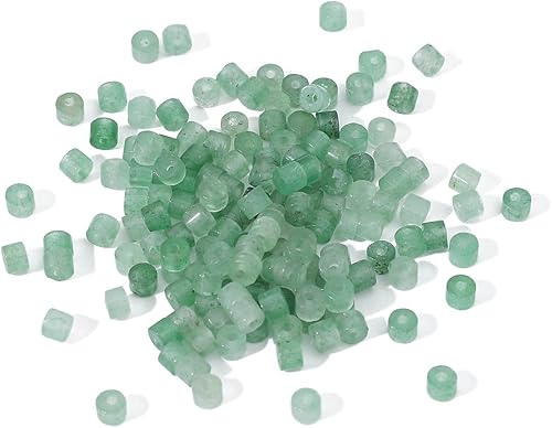 Miniatura 4 de Cuentas cilíndricas cortas de aventurina verde natural de 0.079 x 0.118 in, 155 cuentas sueltas de tubo semipiedras preciosas para diseño de joyería