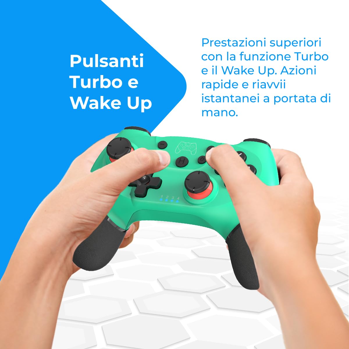 NK Telecomando Switch Wireless - 2/Lite/OLED con funzione Wake, Bluetooth, 6 assi, funzione Turbo, Vibrazione, LED Indicatori - Blu