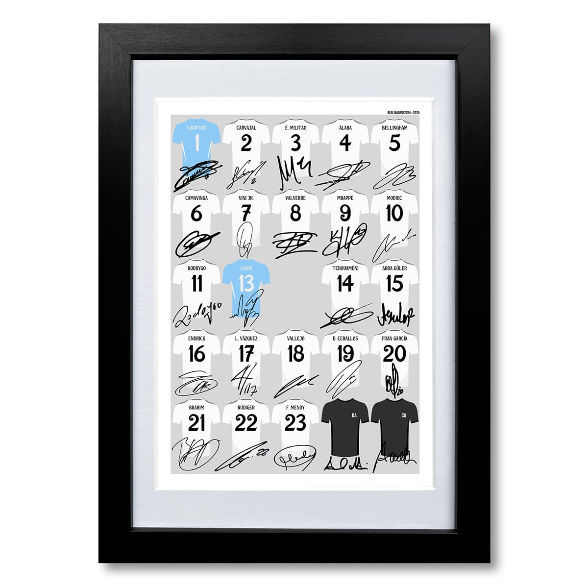 Real Madrid team squad 2024-2025 Signed poster print framed