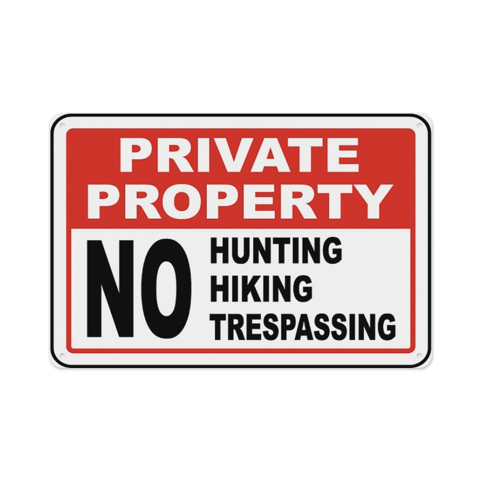peiyeety No Hunting Hiking Trespassing Sign Aluminum Tin Warning Signs For Home Outdoor Garden 12X16 Inches