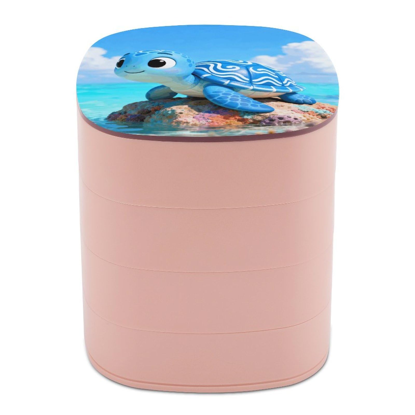 VstaDank 360° Rotating Seaturtle Jewelry Box, Multi-Layer Large Capacity Jewelry Organizer for Earrings Necklaces Rings, Dustproof Desktop Storage Case for Women