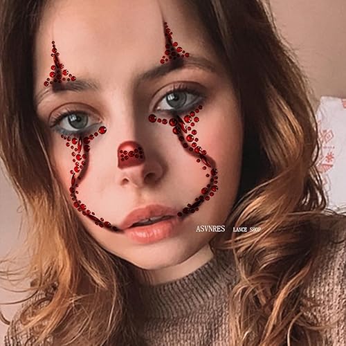 Miniatura 3 de 2 piezas de gemas faciales para Halloween, Día de los Muertos, tatuajes temporales de calavera con diamantes de imitación, piedras de cristal, gemas