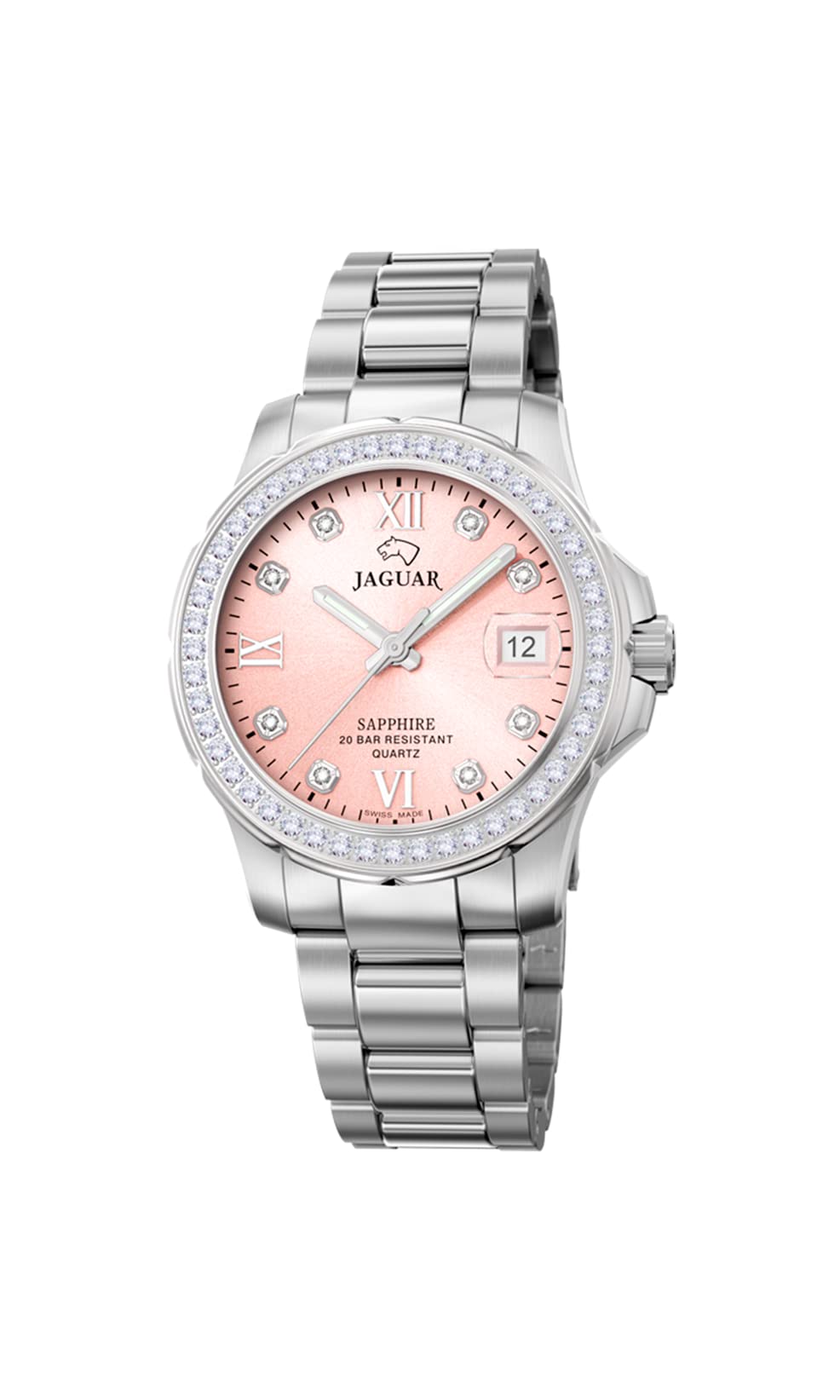 JAGUAR Woman Collection J892/2 Watch, 34.5 mm Pink case with Steel Strap for Women