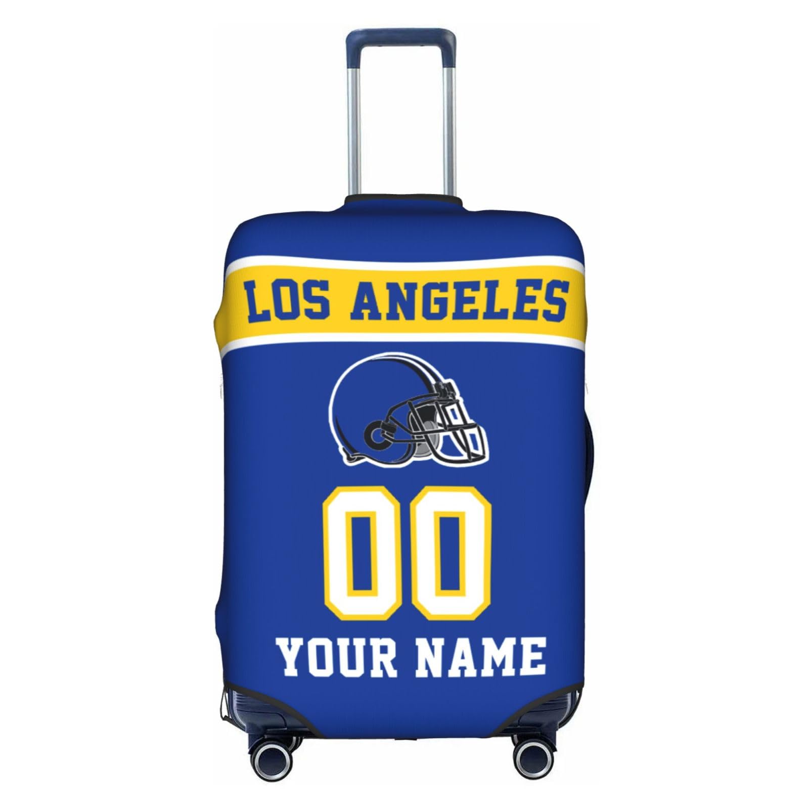 Custom Los Angeles R Luggage Cover Personalized Football Style Suitcase Cover with Name Number Customized Washable Elastic Sports Travel Suitcase Protector for Business Vacation Gifts