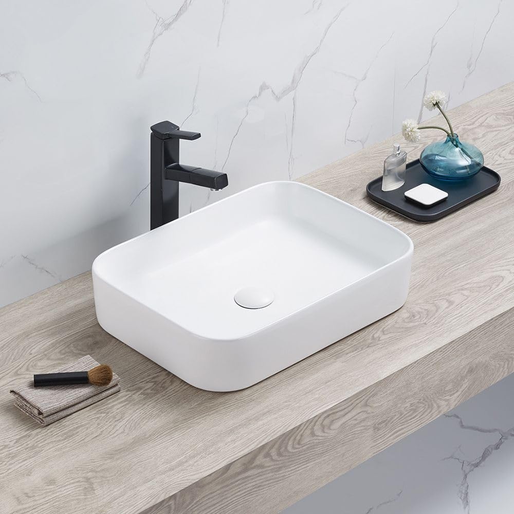 Milano Chalk Elements Rectangular Countertop Bathroom Basin Sink - 505Mm X 370Mm