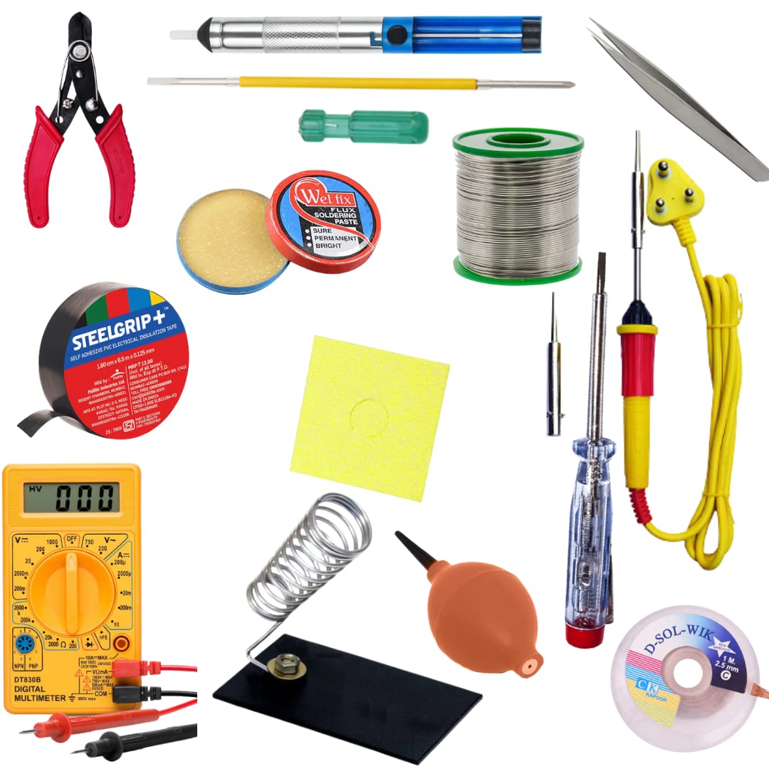 Gilhot® Professional 25 Watt Soldering Iron kit set with digital multimeter for beginner and Intermediate 15 in 1 combo (pack of 15) (0071) (B09CTSTXX8) Amazon Price History, Amazon Price Tracker
