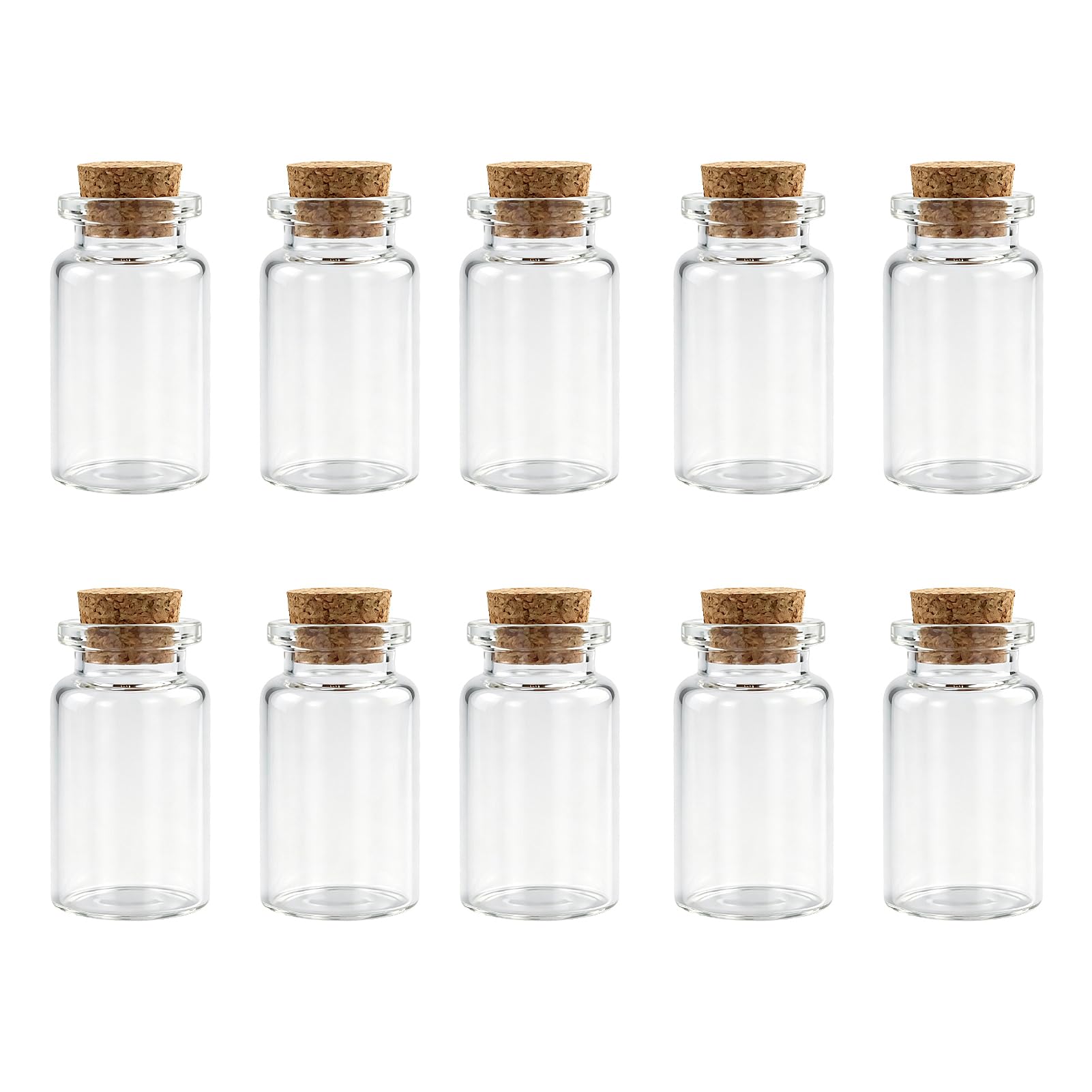 10 Pcs Small Glass Bottles With Cork Lids, Mini Spell Jars, Empty Message and Wishing Bottles, Miniature Potion Containers for DIY Crafts, Decoration, Wedding Party