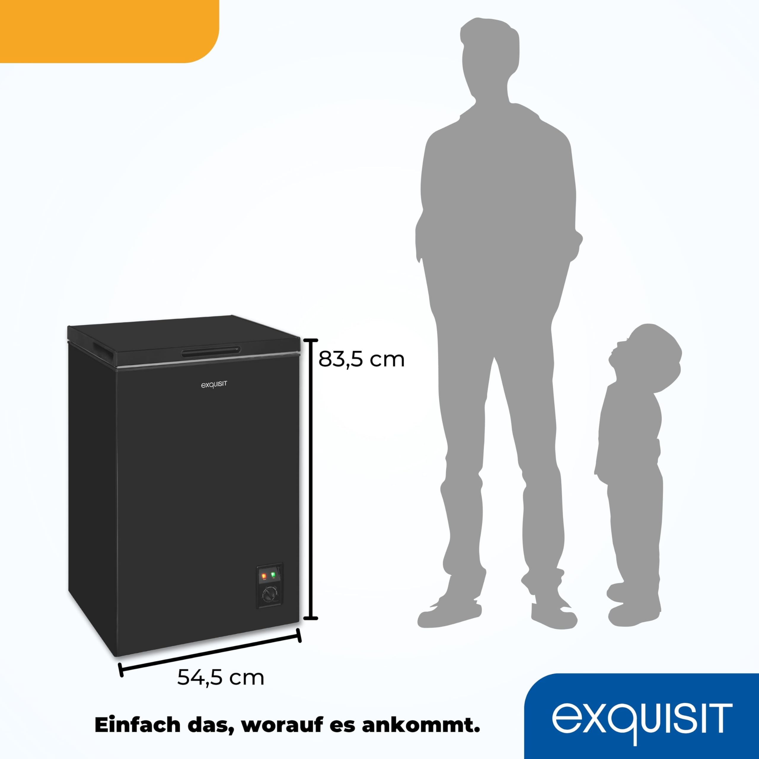 Exquisit GT100-050E Gefriertruhe 99L Tiefkühltruhe 2-in-1 Kühlen & Gefrieren Toplader 4-Sterne-Gefrierfach herausnehmbarer Gefrierkorb verstellbare Füße Temperaturregelung