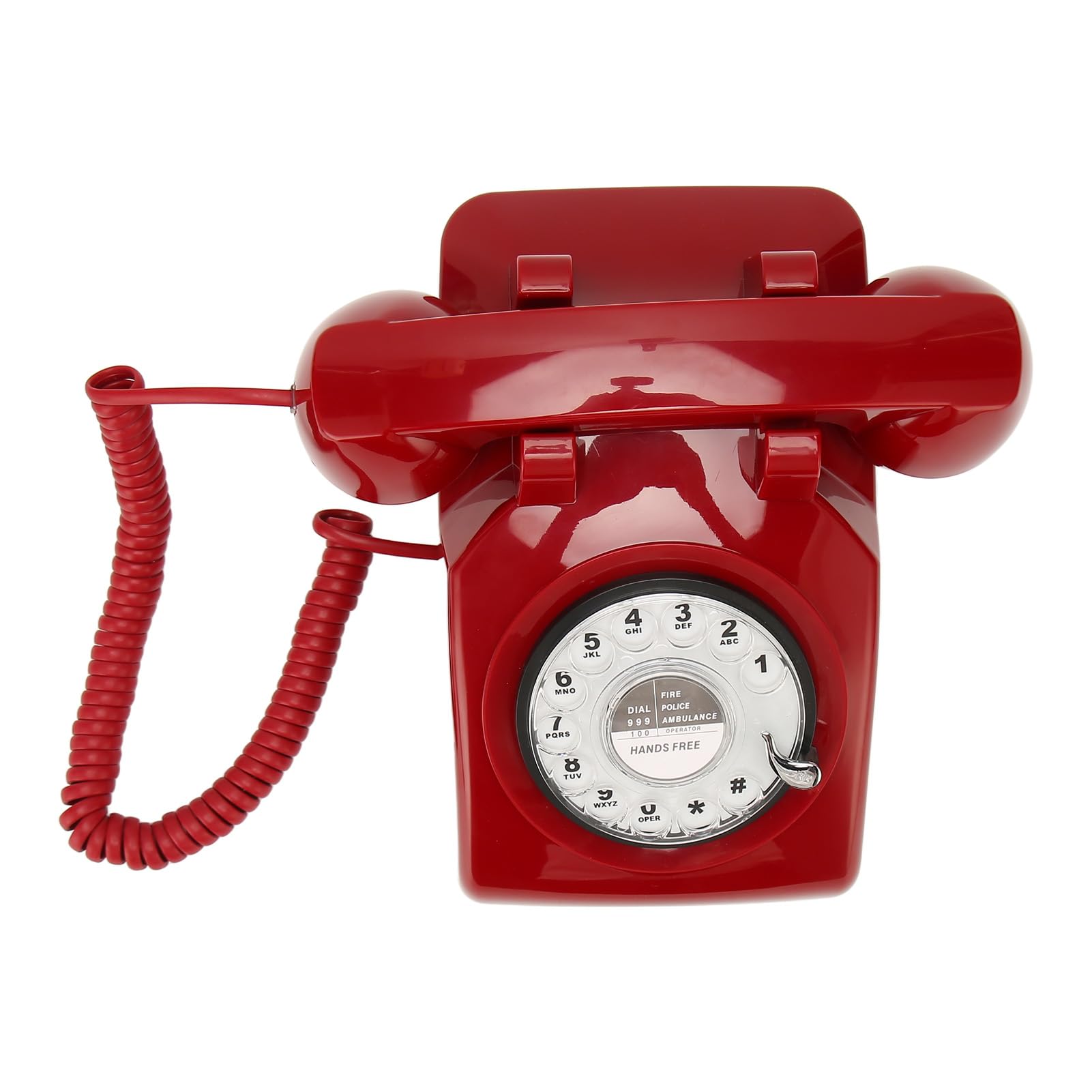 Telefono retrò Rotante con Elegante Design Vintage per Uso Domestico e in Ufficio, Realizzato in Resistente Materiale ABS (Rosso)