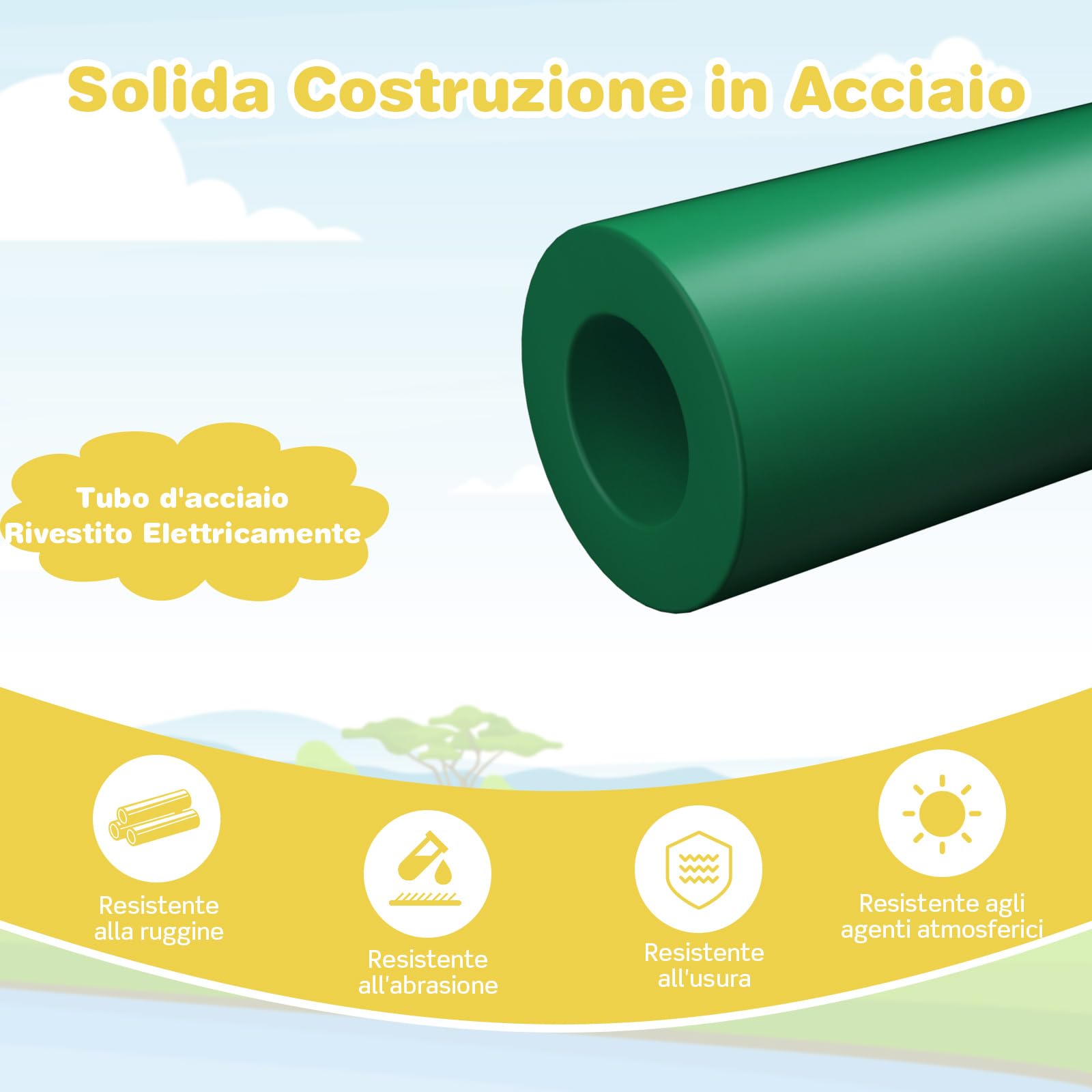 COSTWAY Cupola di Arrampicata, Struttura per Arrampicata con Scivolo, Capacità di Carico di 180 KG, per Bambini da 3 a 10 Anni, Ideale per Palestra, Cortile e Giardino (Verde+Giallo)