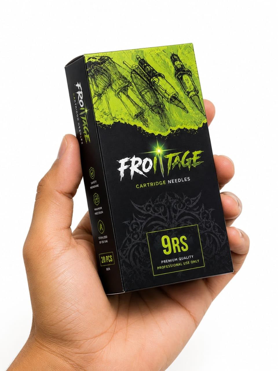 Froitage 9RS Tattoo Cartridge Needles Round Shader, 20 Pcs | Safety Membrane, EO Gas Sterilised, Maximum Precision, Smooth Shading, Stainless Steel-image-2