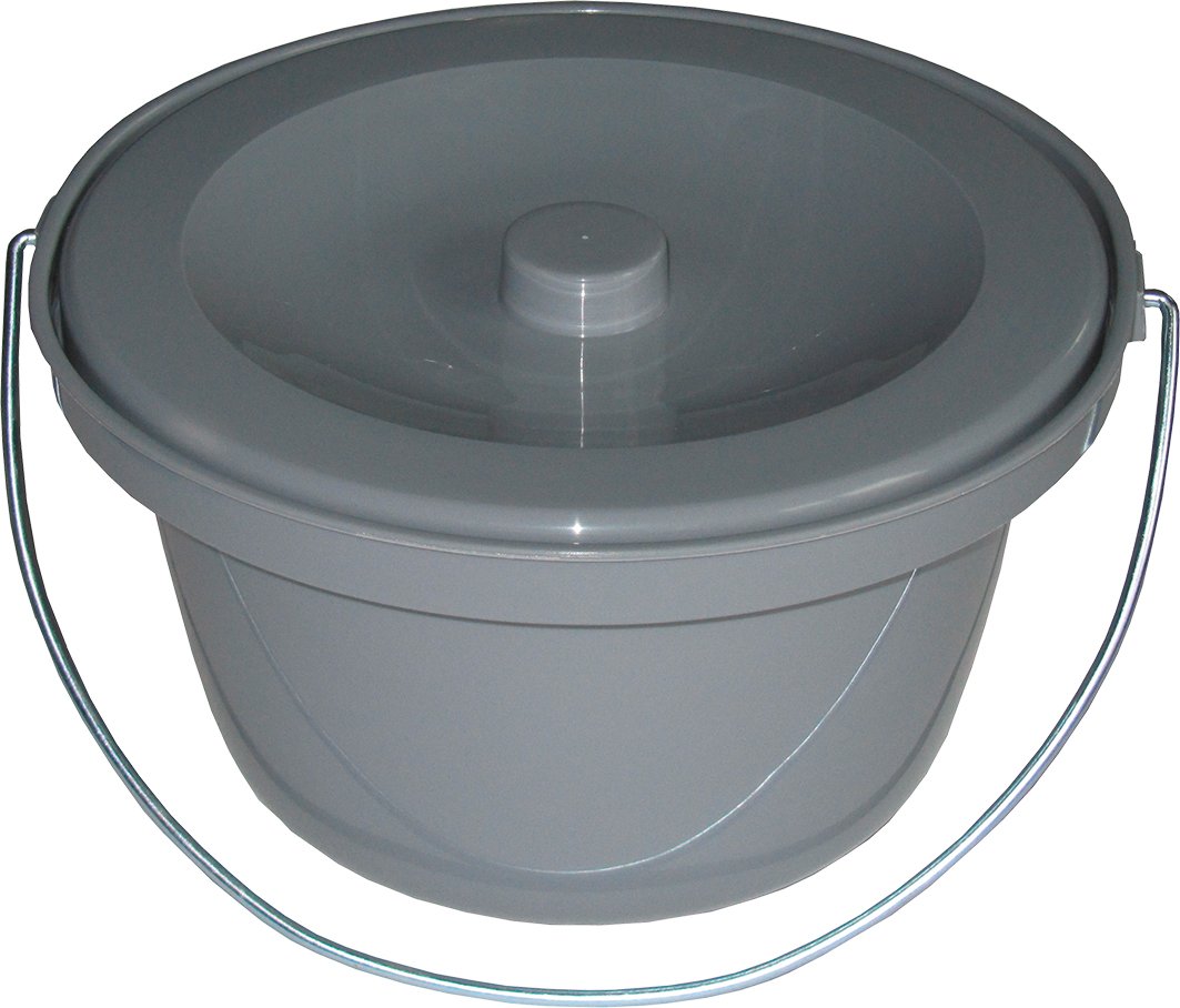 Pflegehome24 Seau de chaise WC universel avec siphon Gris