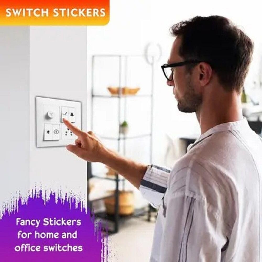 ARNEMA Small Switch Board Stickers 1.5 cm | Appliance Switch Labels for Fan Light TV AC for Home & Office Use 1