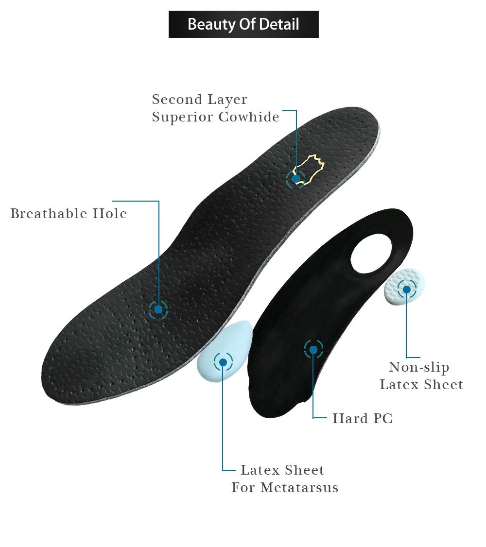 Skórzana wkładka ortopedyczna Damska męska ortopedyczna płaska stopa Heel Arch Support Mężczyźni Damskie buty Wkładka podeszwy Insertion (Rozmiar: EUR 41-42) (EUR 39)