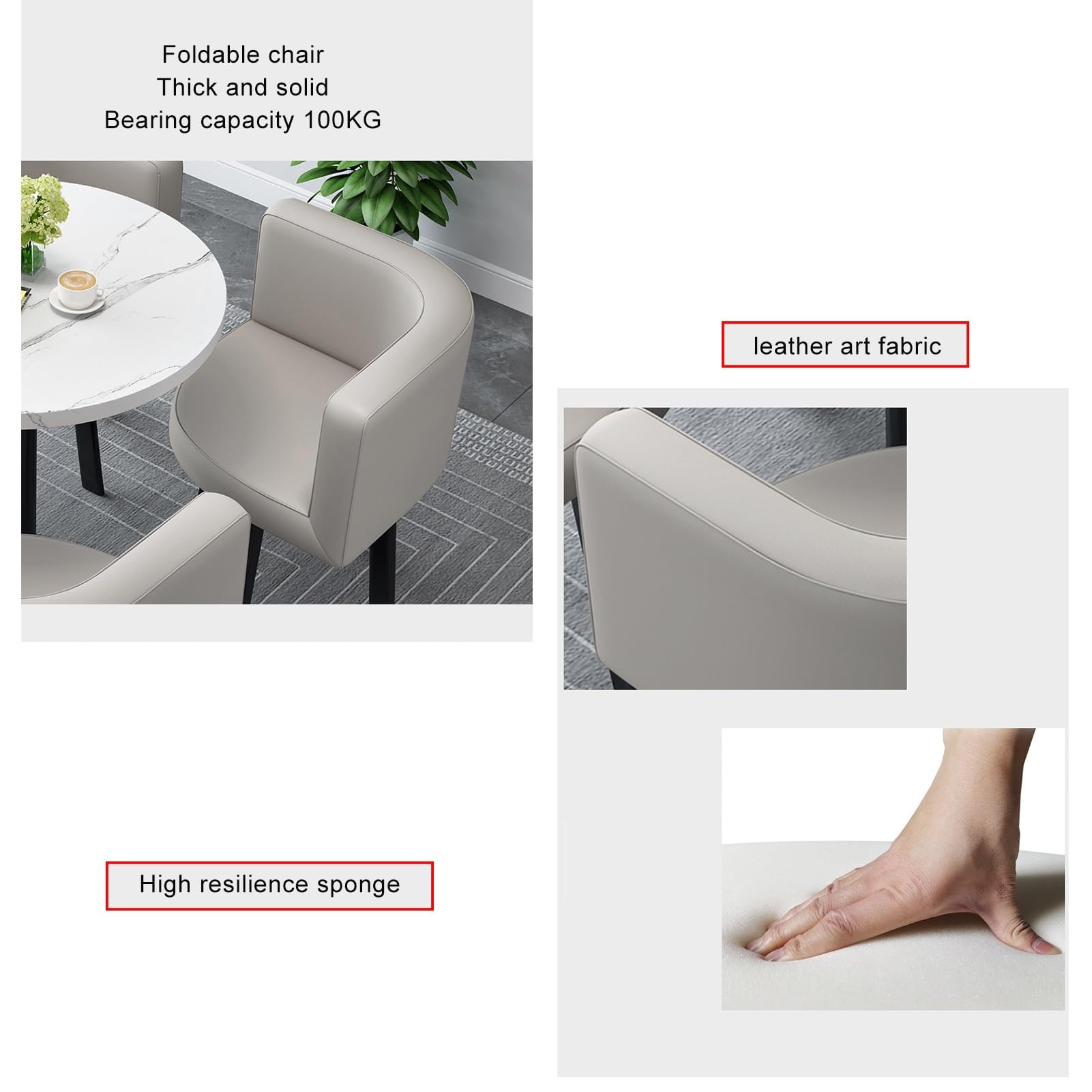 Juego de mesa redonda de negociación y silla para oficina, recepción, club y comedor, mesa de centro simple de 23.6 pulgadas con sillas (4-23.6 pulgadas, 60 cm)