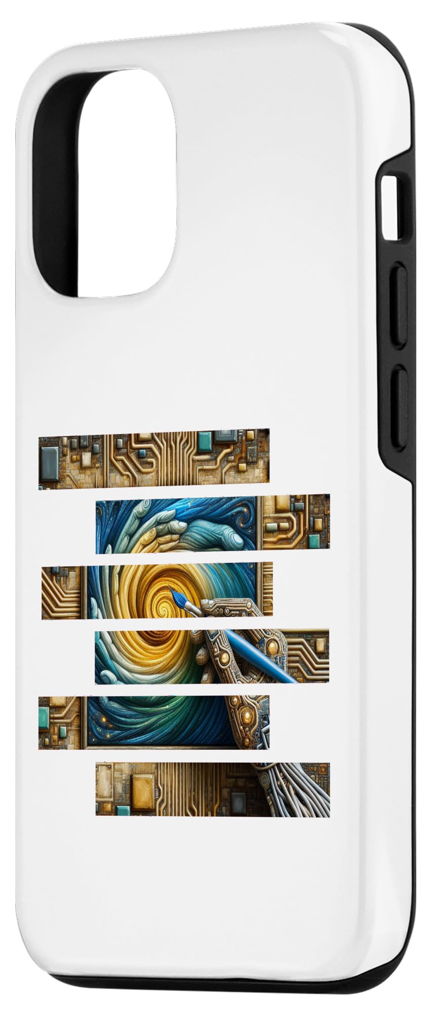 iPhone 15 AI Artistry: Robotic Hand Painting Processor Spiral Case - Image 2