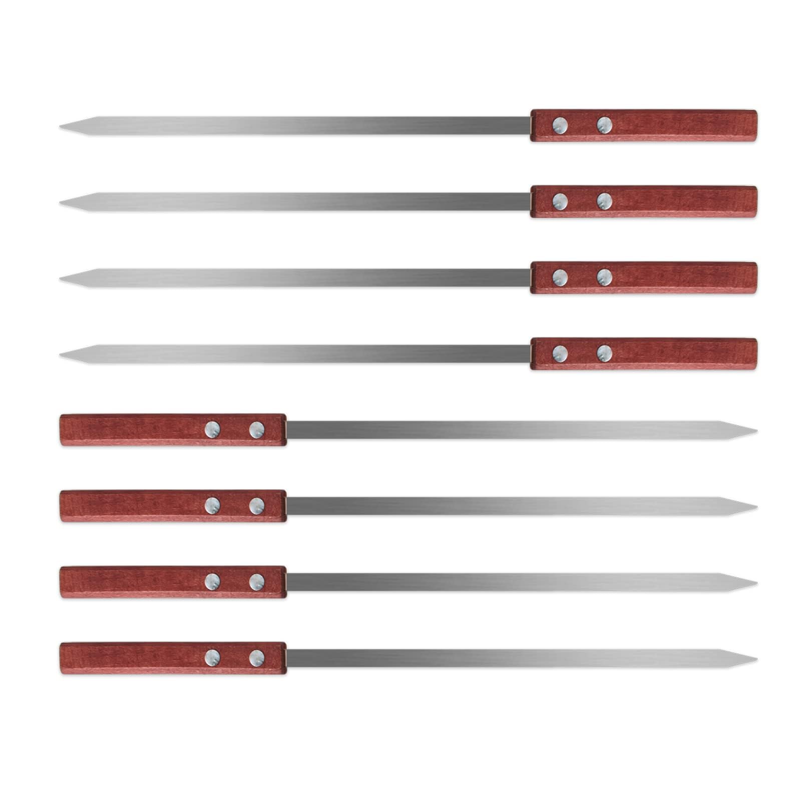 8 pezzi spiedini per barbecue, spiedino in acciaio inox da 60 cm con manico in legno, accessori piatti riutilizzabili per barbecue, spiedini per barbecue
