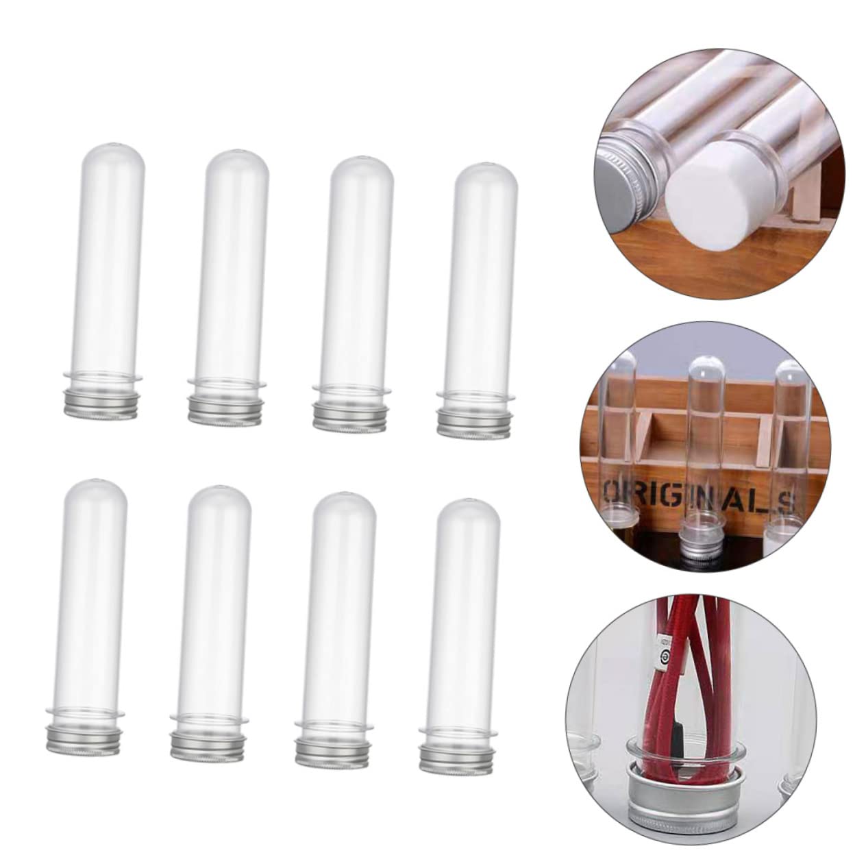 DECOMELODY 40ml Pet Material Test Tube Bottles Halloween Candy Tubes Sealed Caps 12 Pieces Plastic Storage Jars for Juice