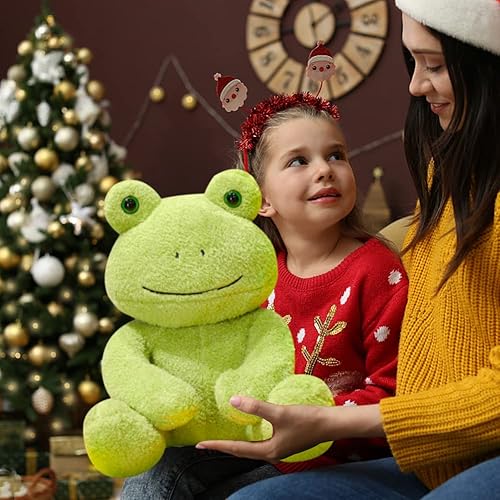 Miniatura 6 de Lindo juguete de peluche de rana, 9.8 in13.8 in, lindo animal de peluche de rana kawaii verde, almohada de peluche de rana para novia, Navidad, San
