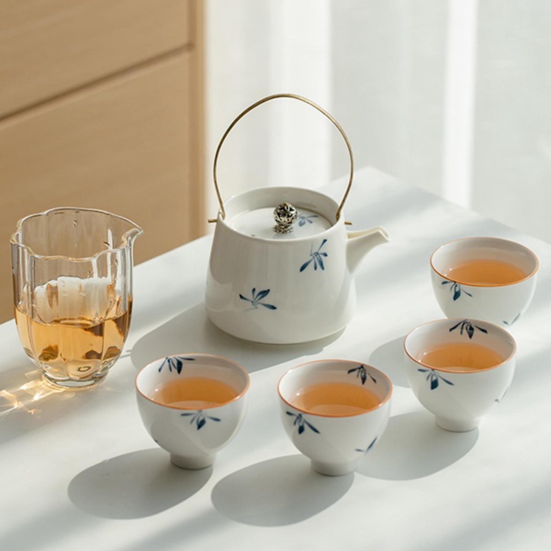 Amazon.co.jp: FLYILIA ティーセット 花柄 茶器セット 急須 湯呑み