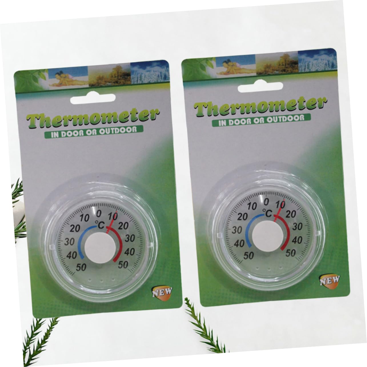 IWOWHERO 2Pcs Indoor Vertical Thermometers Durable Wooden Board Temperature Gauges with Fahrenheit and Celsius Readings for Home Shop School and Backyard Use