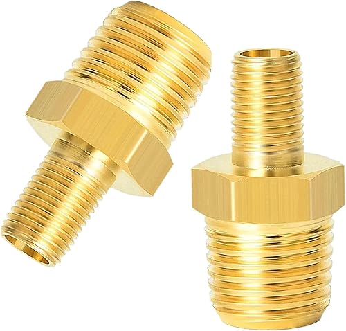 LDCRE 2 adaptadores de inflador de aire de latón 14 NPT (M) a válvula Schrader estándar (M), válvula de tanque, conector de inflador de neumáticos LDCRE 2 adaptadores de inflador de aire de latón 14 NPT (M) a válvula Schrader estándar (M), válvula de tanque, conector de inflador de neumáticos