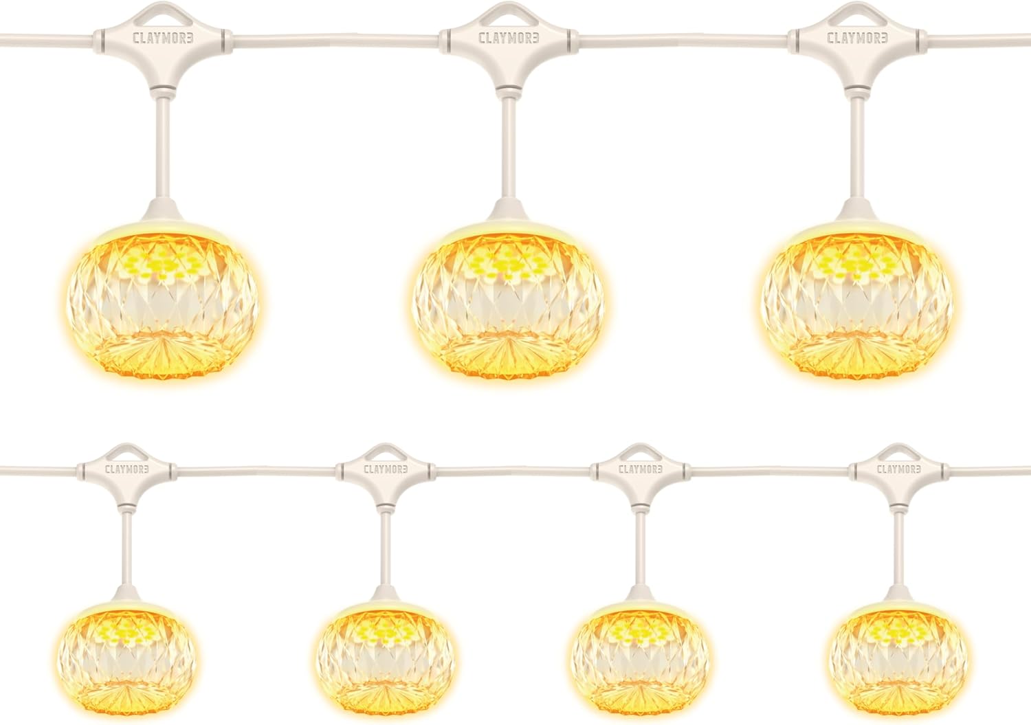 Claymore Cadena 7 String Lights - Ultra-Bright, Versatile Outdoor LED Lighting with Adjustable Brightness & Color, Waterproof, 6,500 Lumens. Perfect for Camping, Glamping, Events, Parties, Garden. 7 Lights / Power Adapter