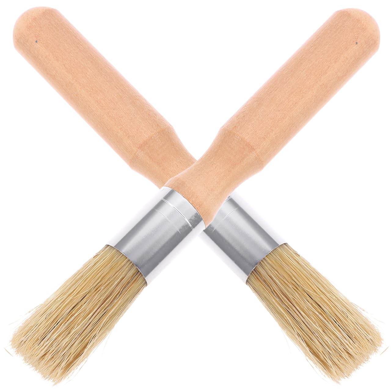 Stencil Brush Round Head Small Handle Painting Brush 2Pcs Set Oil and Painting Tools for DIY Crafts and Food Safe BBQ Use