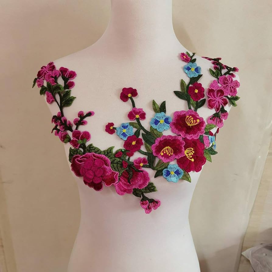 【試着のみ】FLOW FLOWER EMBROIDERY ONE PIECE Amazon.com: 3pcs Flower Patch Embroidered Garment Appliques