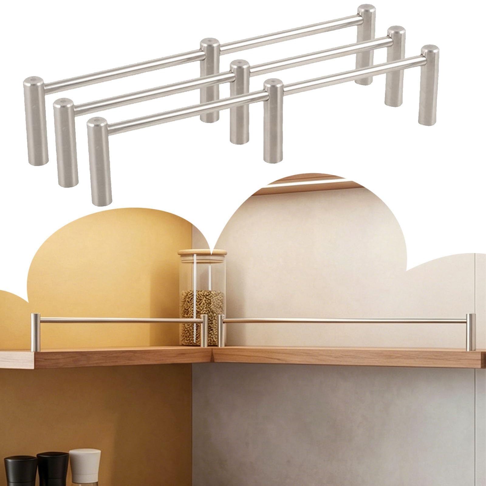 Renlxfi 3 Pcs Cabinet Shelf Guard Rail 3In Tall, Wooden Rack Front Fence Guardrails For Retail Rack/Gallery Shelves, Anti-Tipping Barrier Rod With Screws(,L 46In/117Cm)