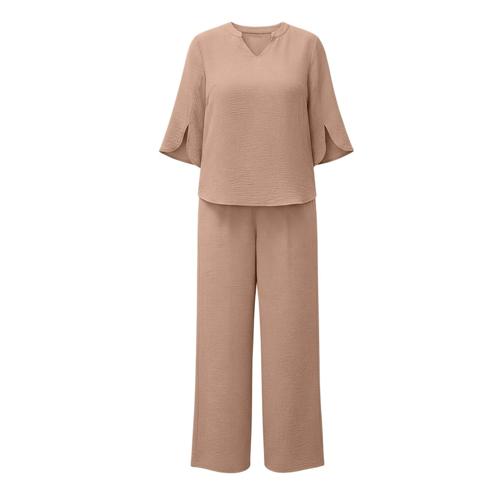 Eleganti Pantaloni Ampi da Abbinare a Pantaloni a Gamba Larga e Maniche Corte. Outfit Casual Coordinato per Tutti i Giorni.