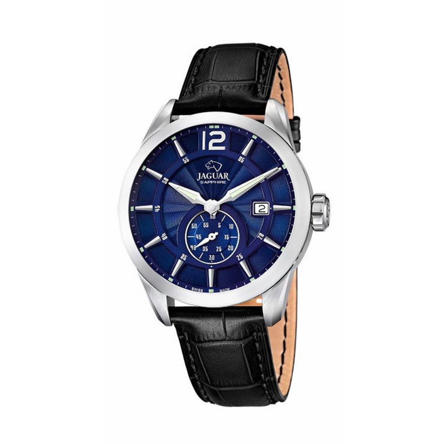 Jaguar Reloj Modelo J663/2 de la colección ACAMAR, Caja de 43 mm Azul con Correa de Piel Negro para Caballero