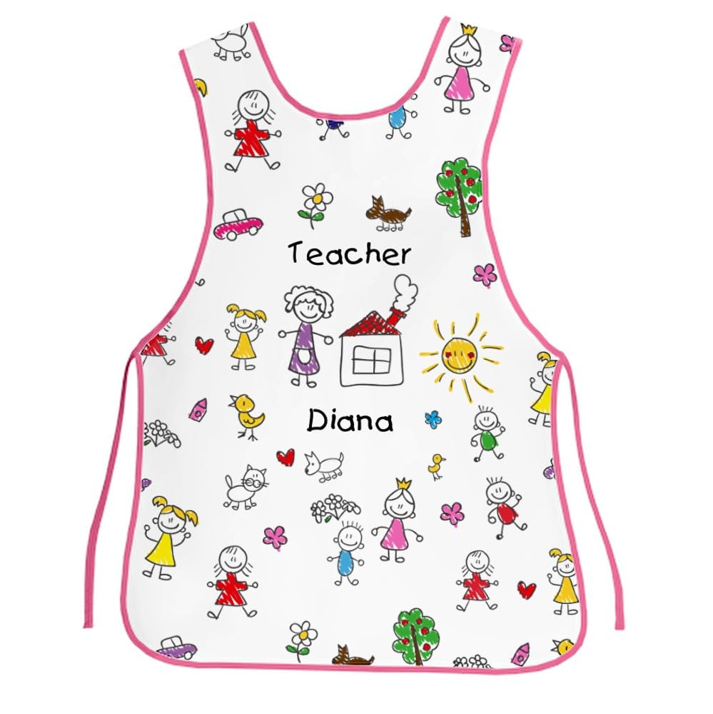 Wanapix | Estola Maestra Personalizada con Nombre o Texto| Babi Profesora personalizable | Bata profesora| Guardería, Infantil, Primaria |Casulla maestra