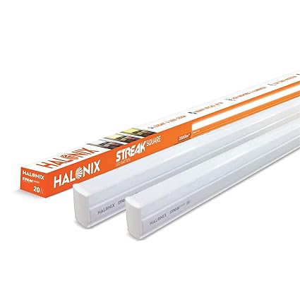 Halonix 20-watt LED Batten/Tubelight | Streak square 4-ft LED Batten for Living Room & Bedroom | Cool day light, Pack of 2
