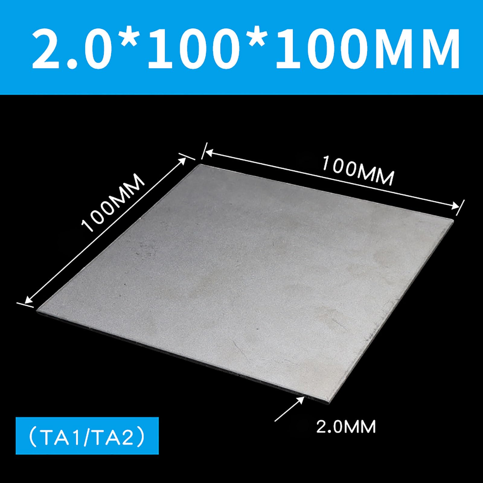 COYOUCO Hoja de placa de titanio, hoja TA1 / TA2 / 2.5 x 100 x 100 mm para artesanía de trabajo de metal,2 * 100 * 100mm