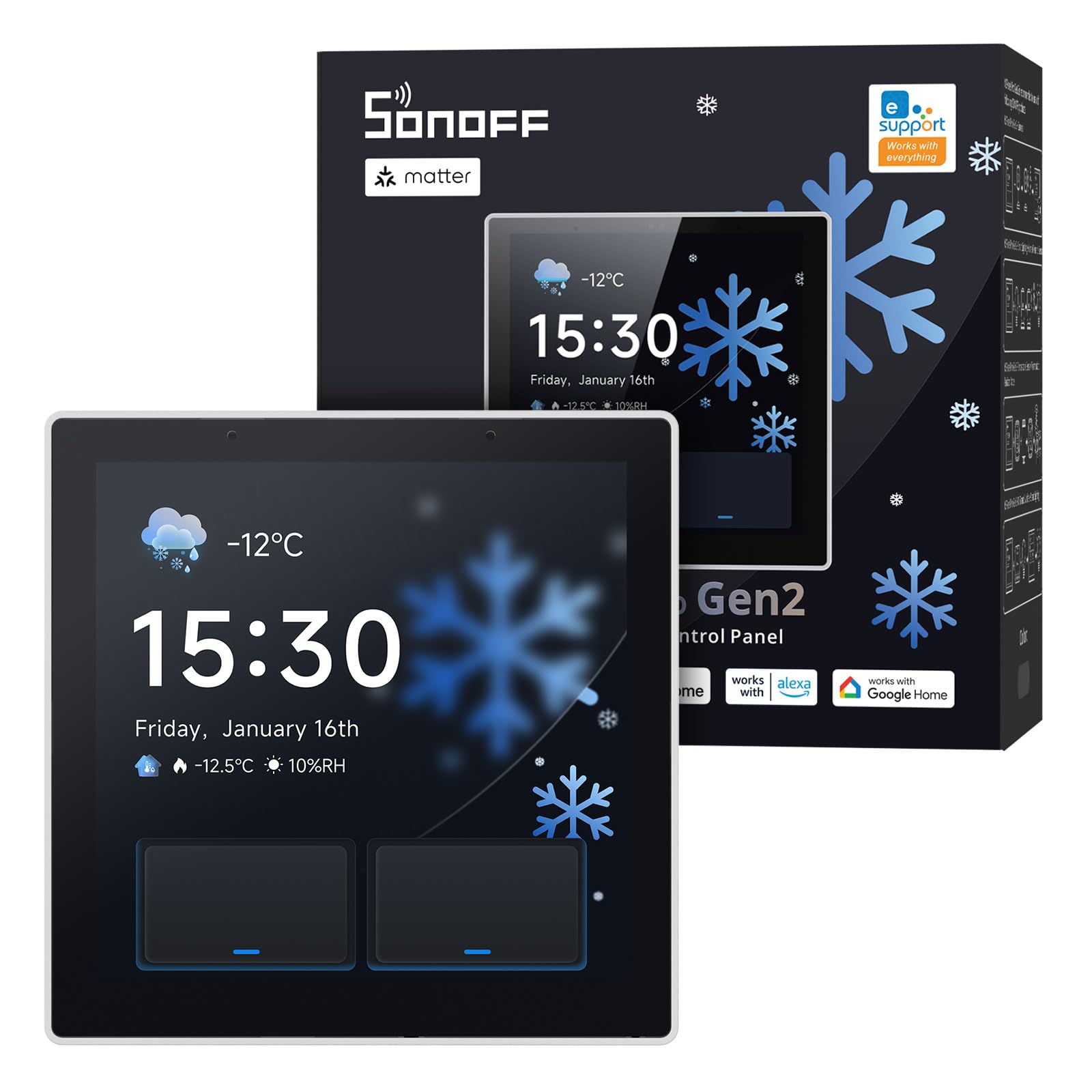 SONOFF NSPanel Pro Gen2 Smart Control Panel with Relay - Zigbee Hub & Matter Bridge, Home Assistant Integration, Thermostat, Security Alarm, 2.4/5GHz Wi-Fi, Works with Alexa, Google, Apple Home(White)