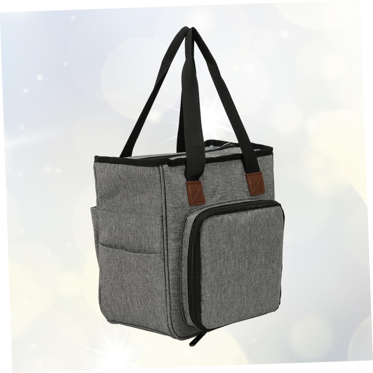 Modische Aufbewahrungstasche Für Wollgarn in Großer Größe Grau Aus Stoff Mit Mehreren Fächern Schultertasche Für Strick- Und Häkelzubehör Zuhause Und Unterwegs