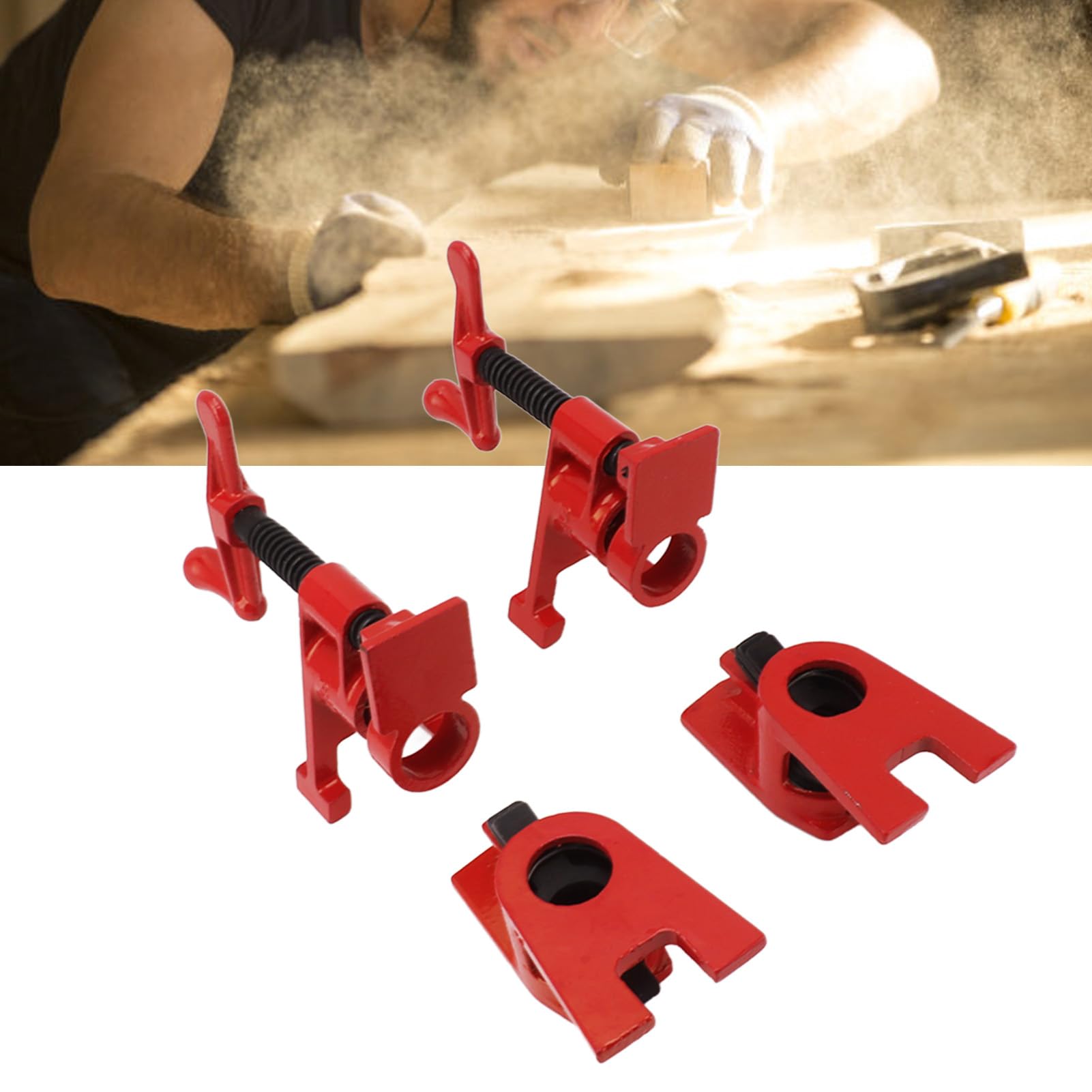 Fdit Abrazadera de Tubo de 4 Piezas, Hierro Maleable Ajustable G3/4