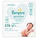 Pampers Baby Wipes Refills, 576 count - Sensitive Water Based Hypoallergenic and Unscented Baby Wipes (Packaging May Vary)