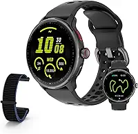 Bettdow SmartWatch GPS, Relogio Smartwatch Masculino e Feminino, 1,43 polegadas HD AMOLED, chamada Bluetooth, Esportivos relógio com voz por IA, Compatível com Android iOS, 2 Pulseiras (preto)