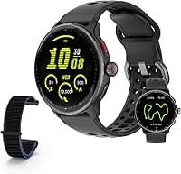 Bettdow SmartWatch GPS, Relogio Smartwatch Masculino e Feminino, 1,43 polegadas HD AMOLED, chamada Bluetooth, Esportivos relógio com voz por IA, Compatível com Android iOS, 2 Pulseiras (preto)