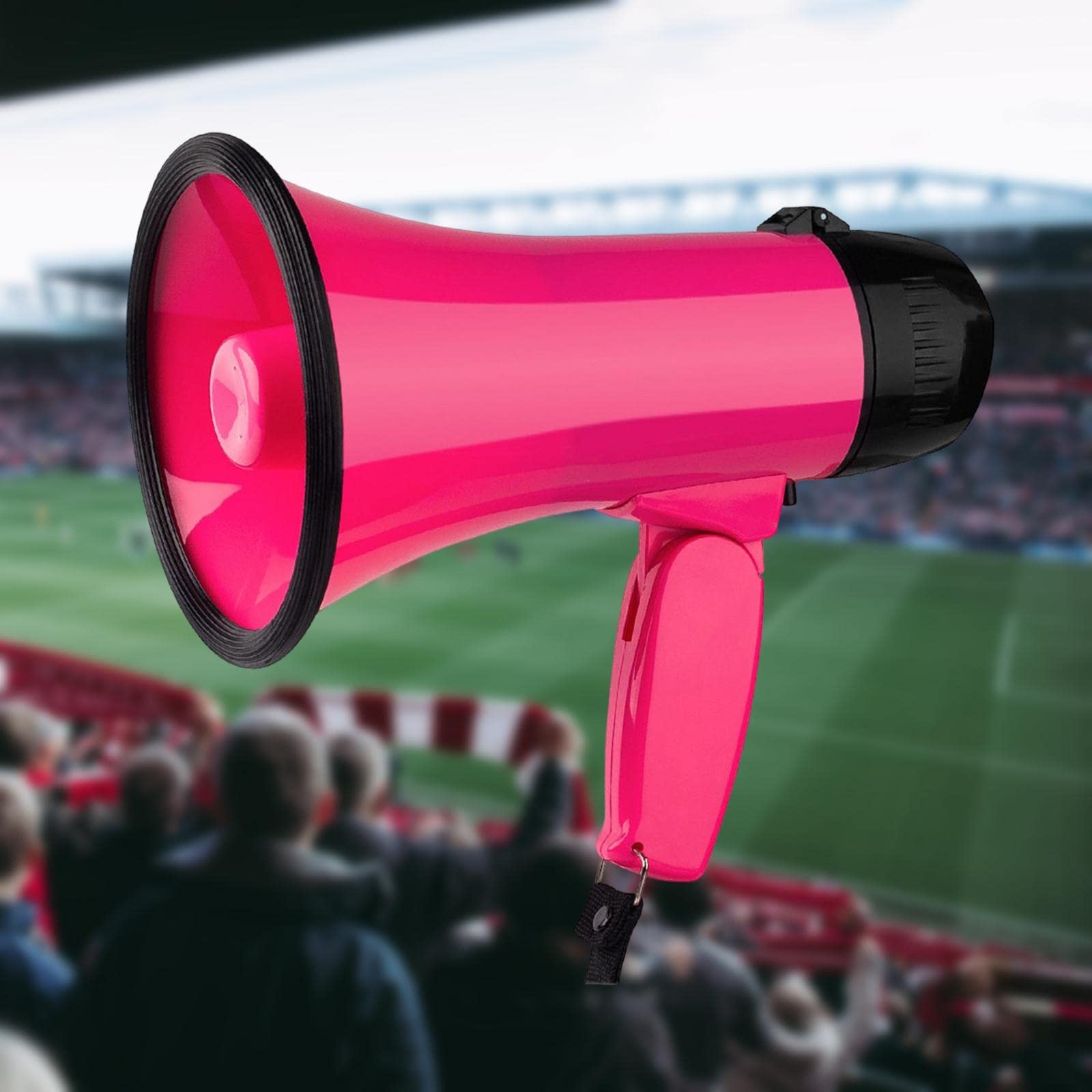 Megáfono portátil 25W con Control de Volumen, Rosa roja para fútbol deportes al aire libre