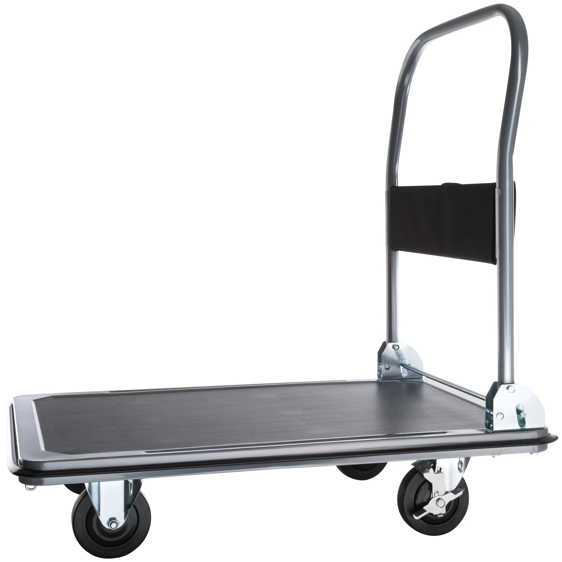tectake® Folding Trolley with Folding Handle and Folding Handle 300 Kilos of Load, Storage Compartment and Brakes, Transport Cart, Platform Wheels - 90 x 61 x 88.5 cm
