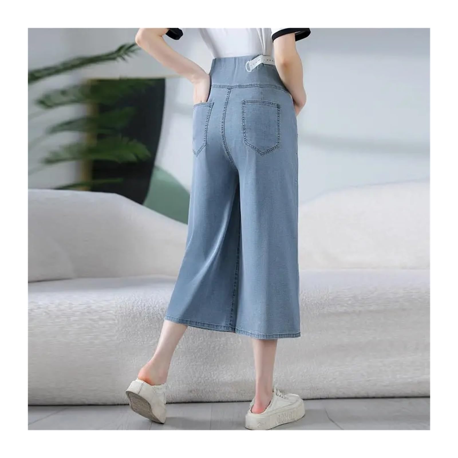 Pantalones Cortos de Maternidad de Verano, Vaqueros de Pierna Ancha, Talla Grande, Finos, Transpirables y Ligeros for Embarazadas.(XL)