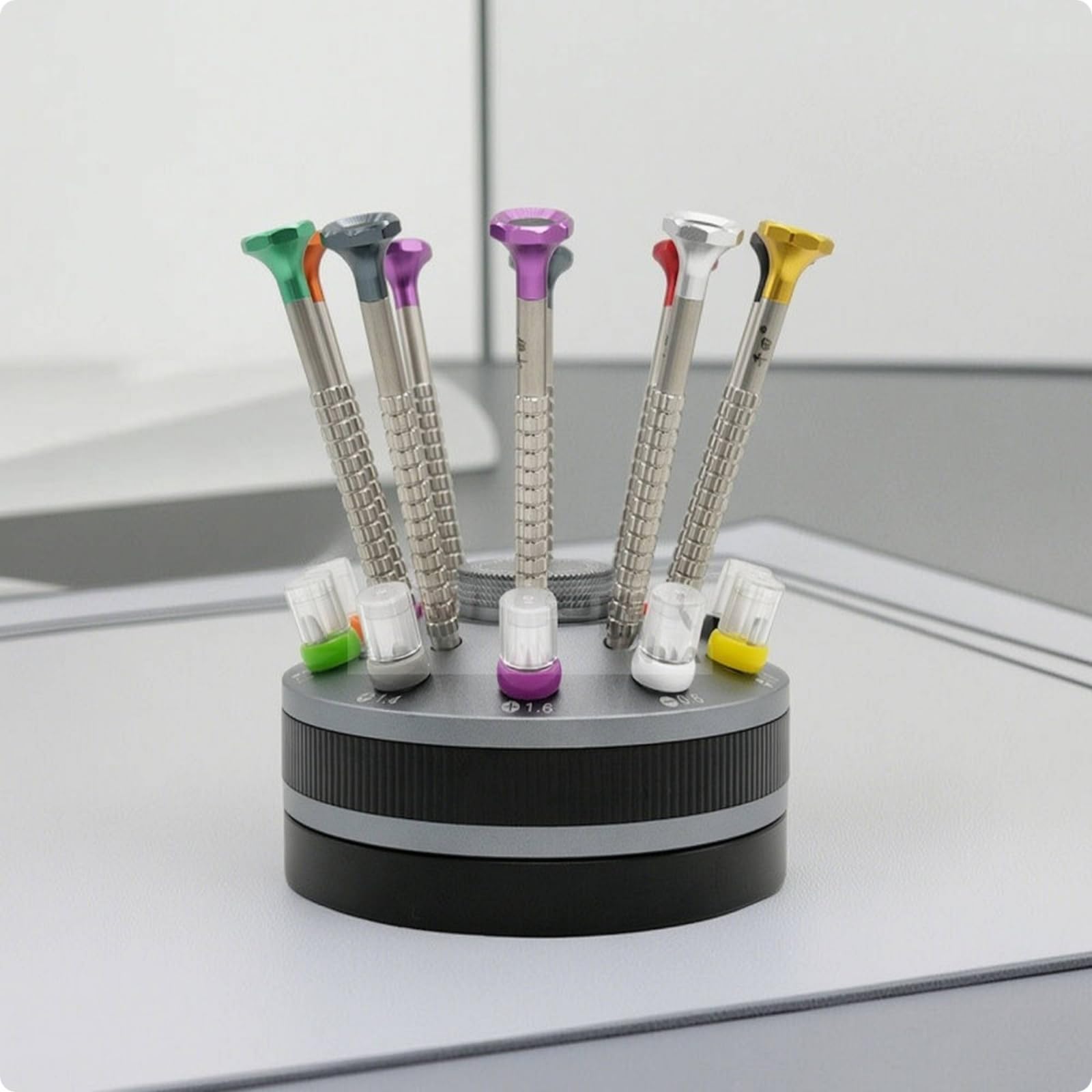 Kit stornilladores con Soporte Giratorio Metálico Kit Reparación Electrónica Antislizante Herramientas para Aficionados, Azul