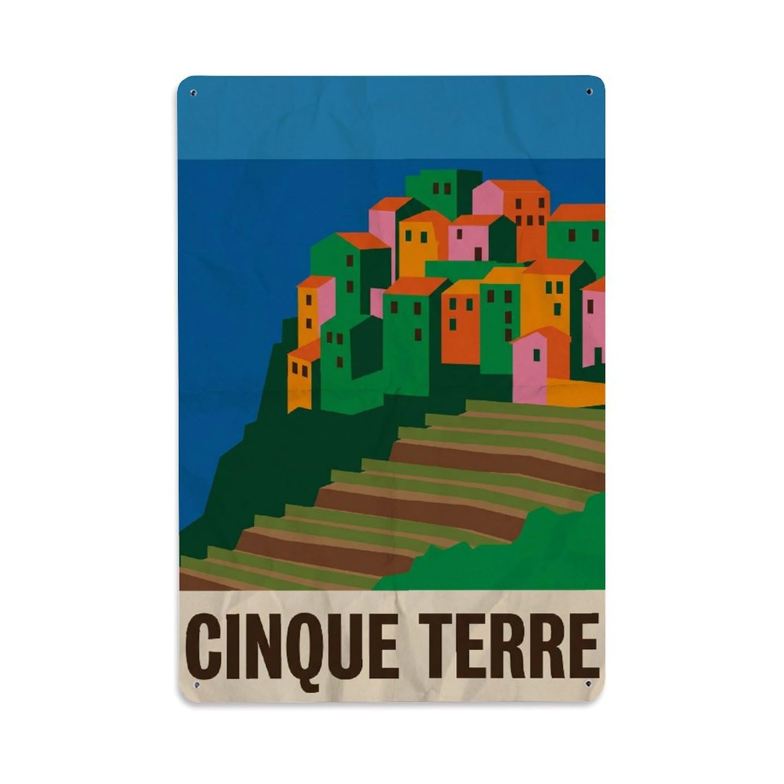 Yrnq 08X12inch Vintage Style Vintage Travel Cinque Terre Italy Embark Metal Tin Sign